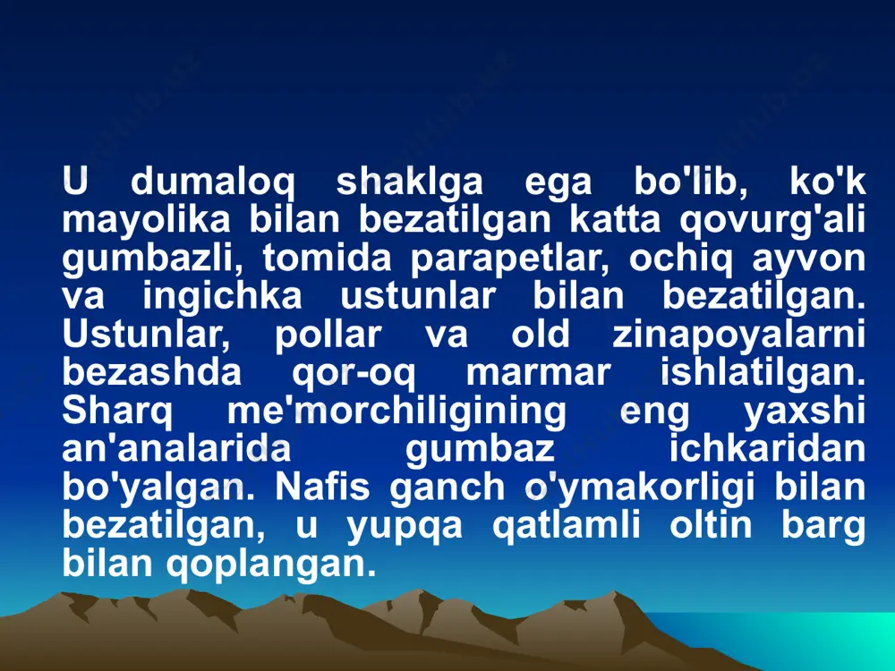 temuriylar davlati tarixiy muzeyi mavzusida taqdimoti - Page 4