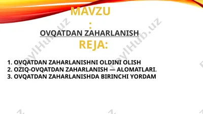 ovqatdan zaharlanish — PPTX