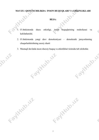 qonunchilikda inson huquqlari va erkinliklari — DOCX