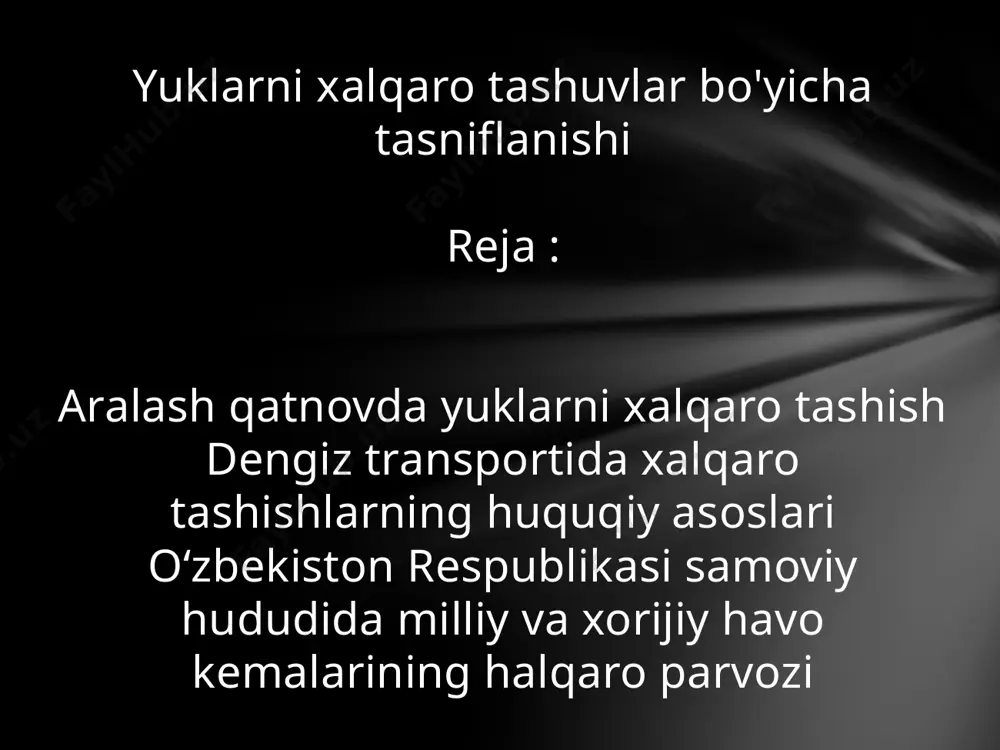ashuvchiga, tashish jarayonida ishtirok etadigan boshqa transport tashkilotlari bilan tashishning barcha shartlarini kelishib olish uchun vaqt kerak bo‘lganligi sababli, to‘g‘ridan-to‘g‘ri aralash transport vositasida tashish uchun arizalarni qabul qilish muddati qisqartiriladi. arizalar to‘g‘ridan-to‘g‘ri va bilvosita aralashgan holda to‘g‘ridan-to‘g‘ri temiryo‘l transportida yuklarni tashish boshlanishidan kamida 10 kun oldin va yuklarni to‘g‘ridan-to‘g‘ri va bilvosita xalqaro aloqada tashish boshlanishidan kamida 15 kun oldin topshirilishini belgilaydi. xabarlar, shuningdek, portlar manzil tomonidan ko‘rsatilgan bo‘lsa, to‘g‘ridan-to‘g‘ri aralash suv-temiryo‘l transportida yuklarni tashishda, suv transportidan temiryo‘l transportiga yuklarni tashish bilan shug‘ullanadigan tashkilotlar tomonidan buyurtmalar topshiriladi. ichki suv transportida to‘g‘ridan-to‘g‘ri aralash transport vositasida tovarlarni yetkazib berishning umumiy muddati ularni ichki suv transporti va boshqa transport turlari orqali yetkazib berish muddatlari yig‘indisi asosida aniqlanadi va tegishli turdagi transportda ishlaydigan yuklarni yetkazib berish muddatlarini hisoblash qoidalari asosida hisoblanadi. to‘g‘ridan-to‘g‘ri aralash xabarda tovarlarni yetkazib berishning umumiy muddati buzilgan taqdirda, tovarni yetkazib berishni kechiktirish uchun mulkiy javobgarlik bunday kechiktirishga yo‘l qo‘yiladigan tomon zimmasiga yuklatiladi. …