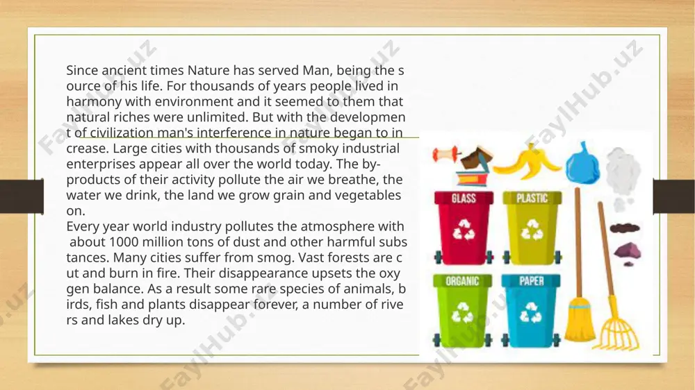 l research centre has been set up on lake baikal. the international organisation greenpeace is also doing much to preserve the environment. but these are only the initial steps and they must be carried onward to protect nature, to save life on the planet not only for the sake of the present but also for the future generations. image5.png image6.png image7.jpeg image8.jpeg image9.jpeg image10.jpeg image11.jpeg image3.png image4.png /docprops/thumbnail.jpeg