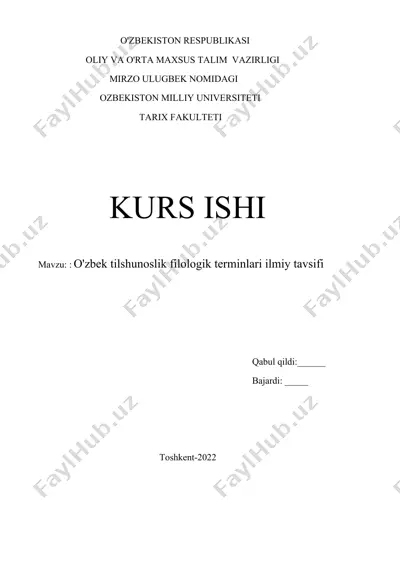 o'zbek tilshunoslik filologik terminlari ilmiy tavsifi — DOCX