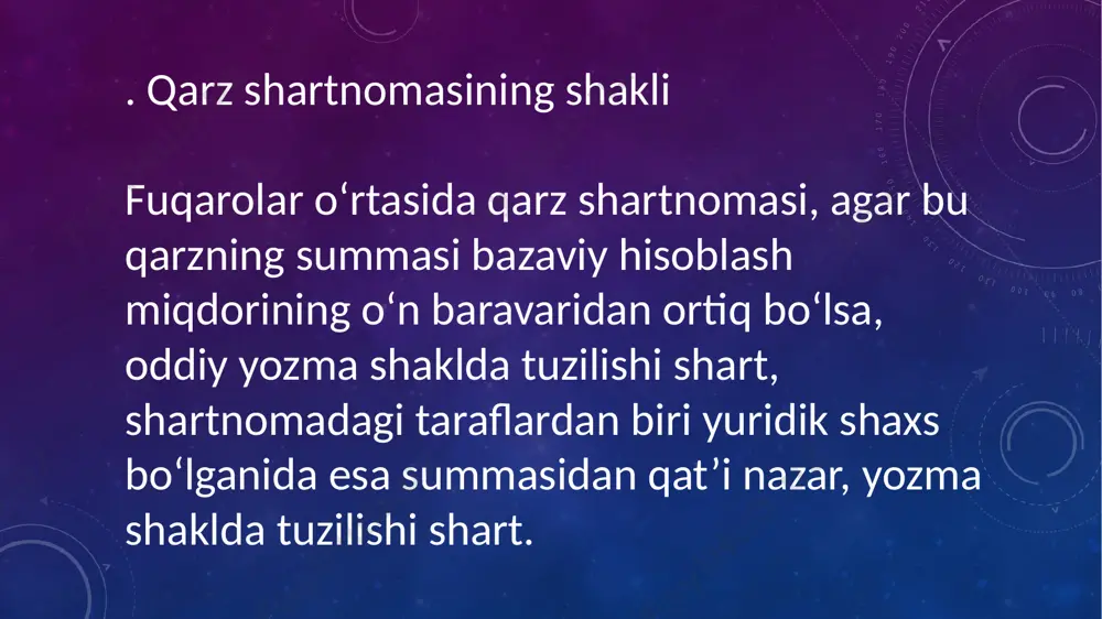redit shartnomasi munosabatlariga nisbatan ushbu bob 1-paragrafining qoidalari qo‘llanadi 745-modda. kredit shartnomasining shakli kredit shartnomasi yozma shaklda tuzilishi shart. yozma shaklga rioya qilmaslik kredit shartnomasining haqiqiy bo‘lmasligiga olib keladi. bunday shartnoma o‘z-o‘zidan haqiqiy bo‘lmaydi kredit berish yoki olishdan bosh tortish kreditor qarz oluvchini to‘lovga qobiliyatsiz deb hisoblasa, qarz oluvchi kreditni ta’minlash majburiyatlarini bajarmasa, shartnomada nazarda tutilgan kreditdan aniq maqsadda foydalanish majburiyatini buzsa, shuningdek shartnomada nazarda tutilgan boshqa hollarda qarz oluvchiga kredit shartnomasida nazarda tutilgan kreditni berishdan butunlay yoki qisman bosh tortishga haqli. 747-modda. ashyolarni kreditga berish shartnomasi taraflar bir tarafning kredit shartnomasi shartlari asosida turga xos alomatlari bilan belgilangan ashyolarni ikkinchi tarafga berish majburiyatini nazarda tutuvchi shartnomani tuzishlari mumkin. ashyolarni kreditga berish to‘g‘risidagi shartnomada boshqacha tartib nazarda tutilgan bo‘lmasa, shartnomaning berilayotgan ashyolarning miqdori, assortimenti, to‘liqligi, sifati, idishi va (yoki) o‘ralishi haqidagi shartlari tovarlarni oldi-sotdi shartnomasi to‘g‘risidagi qoidalarga muvofiq bajarilishi shart. 748-modda. tijorat krediti bajarilishi uchun pul summalarini yoki turga xos …