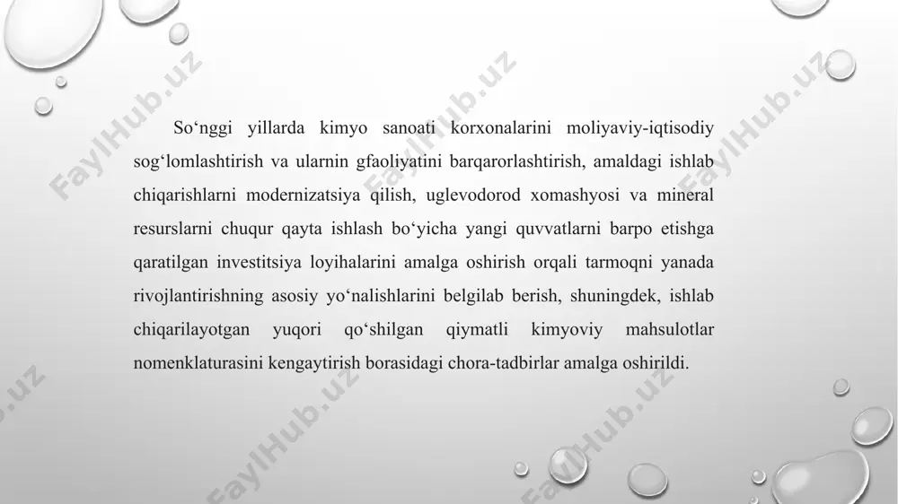 a fizik-kimyoning muvaffaqiyatlari bilan bog‘liq bo‘ldi. organik sintezning tez sur’atlar bilan o‘sishi ham analitik kimyo taraqqiyotiga juda katta ta’sir ko‘rsatdi. organik reagentlarni (analitik kimyoda) cho‘ktiruvchi sifatida dastlab m.a. ilinskiy va l.a. chugayevlar tatbiq ctdilar. organik reagentlar tomchi analizida va fotometrik analizda kcng qollaniladigan bo‘ldi. tomchi usulini n.a. tananayev ishlab chiqdi. avstriyalik kimyogar f. faygel ham tomchi analizi sohasida muhim ishlar qildi. xix asrning oxiri va xx asming boshlarida fizik-kimyoning tez taraqqiy etishi ham analitik kimyoning rivojlanishiga katta ta’sir qildi. eruvchanlik ko‘paytmasi haqidagi v. nernstning ishlari, shuningdek, oksidlanish-qaytarilish reaksiyalarining mohiyatiga doir ishlar analiz uchun katta ahamiyatga ega bo‘ldi. rossiyada n. s. kurnakov boshchiligida «fizik-kimyoviy analiz» deyiladigan yangi usulning paydo bo‘lishi va uning murakkab sistemalarning kimyoviy tabiatini «tarkib — xossa» diagrammasini tuzish yo‘li bilan aniqlashga imkon berishi analitik kimyo rivojiga katta hissa qo‘shdi. neytrallash usuli h+ va oh- ionlari o‘rtasida boradigan neytrallash reaksiyasiga asoslangan, bunda kuchsiz dissotsilanadigan suv molekulalari hosil bo‘ladi: h++oh- …