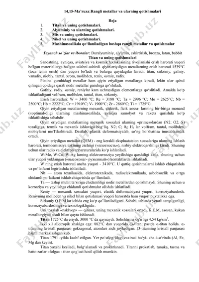 titan va uning qotishmalari — DOCX