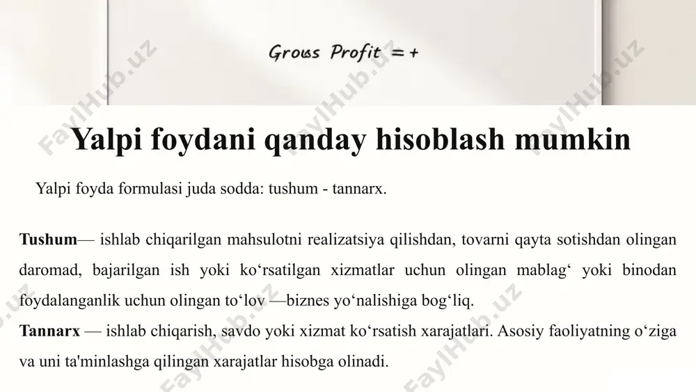 yalpi foyda va doimiy ulush usuli - Page 5