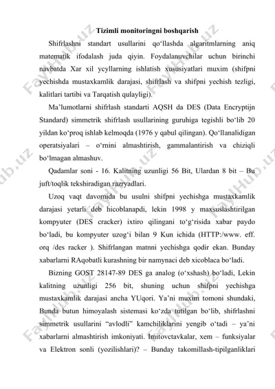 tizimli monitoringni boshqarish — DOC