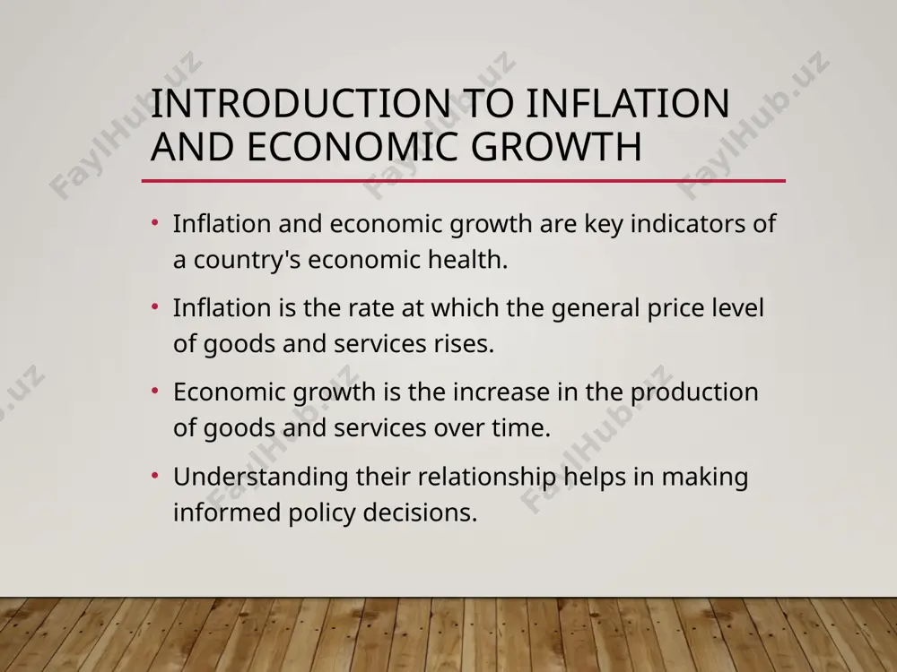 ge inflation and economic stability. they use monetary policies such as: - **interest rate adjustments**: raising rates to control inflation, lowering them to boost growth. - **open market operations**: buying and selling government securities. - **reserve requirements**: regulating the amount banks must hold in reserves. inflation targeting and economic stability most central banks set an inflation target, often around 2%. a stable inflation rate ensures predictable economic conditions. excessive inflation or deflation can lead to financial instability and economic downturns. case study – inflation and growth trends examples from history: - **1980s stagflation in the u.s.**: high inflation and slow growth. - **hyperinflation in zimbabwe (2008)**: extreme price increases led to economic collapse. - **post-2008 financial crisis**: low inflation and slow recovery. recent trends show that inflation management is key to stable economic growth. conclusion and key takeaways - inflation and economic growth are interconnected. - moderate inflation supports growth, …
