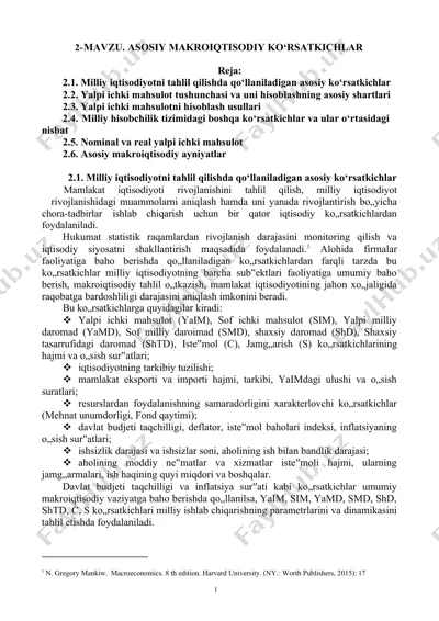 asosiy makroiqtisodiy ko‘rsatkichlar — DOCX