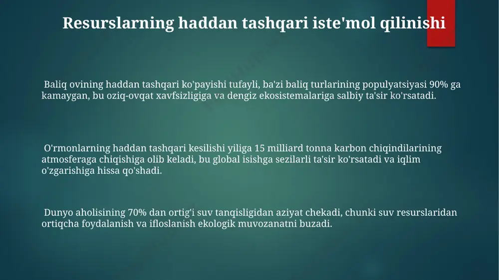 oqilona foydalanishni ta'minlashdir. umumiy resurslarning 30% dan ortig'i noto'g'ri boshqarilish yoki ekspluatatsiya tufayli degradatsiyaga uchraydi, bu esa barqaror rivojlanishga salbiy ta'sir ko'rsatadi va iqtisodiy zarar keltiradi. xususiylashtirish va uning ta'siri хусусийлаштириш натижасида 1990-йиллардан кейин ўзбекистондаги давлат корхоналарининг 70% дан ортиғи хусусий секторга ўтди, бу иш ўринларининг кўпайишига ва рақобатнинг кучайишига олиб келди. хусусийлаштирилган корхоналарнинг самарадорлигини ошириш учун 10 йиллик дастурлар доирасида 5000 дан ортиқ корхона модернизация қилинди, бу эса уларнинг ишлаб чиқариш қувватларини 20% га оширди. хусусийлаштириш жараёнида трансакция харажатлари, яъни активларни баҳолаш ва битимларни расмийлаштириш билан боғлиқ харажатларнинг ўртача миқдори яимнинг 2-3% ни ташкил этади. umumiy resurslarni himoya qilish strategiyalari umumiy foydalanishdagi suv havzalarining ifloslanishiga qarshi kurashda, suv sifati monitoringi va suv tozalash inshootlarini modernizatsiyasi orqali 80% gacha ifloslanish darajasini kamaytirish mumkin. umumiy resurslarni himoya qilishda samaradorlikni oshirish uchun kamida 30% byudjetni monitoring va baholash tizimlariga sarflash tavsiya etiladi. tabiiy resurslardan oqilona foydalanishni ta’minlash uchun, 5 yillik davlat dasturi …