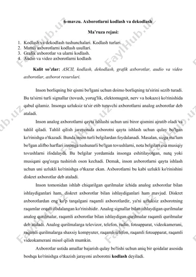 аxborotlarni kodlash va dekodlash — DOCX