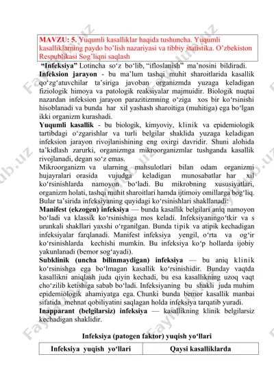 yuqumli kasalliklar haqida tushuncha — DOCX