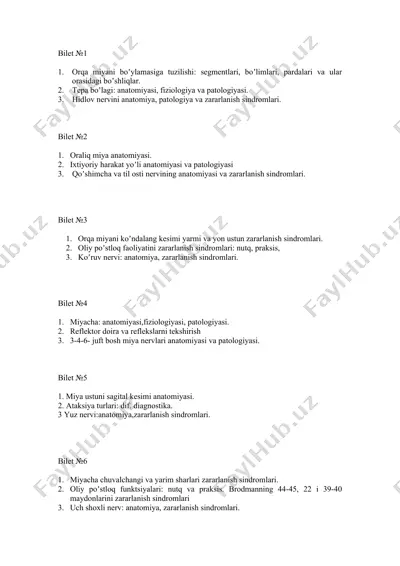 nerv tizimining anatomiyasi va patologiyasi — DOCX