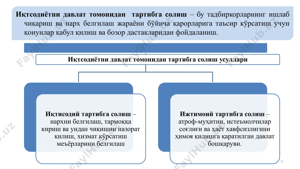 аҳсулот сотиш соҳасидаги чекловчи фаолиятларни, нарх бўйича камситиш, маълум кўринишдаги бирлашиб кетишлар, ўзаро боғланиб кетувчи директоратлар ва бошқаларни тақиқлайди. 3. робинсон-пэтмэн қонуни (1936 йилда қабул қилинган). савдо соҳасидаги чекловчи фаолиятлар, «нархлар қайчиси», нарх бўйича камситишлар ва бошқаларни тақиқлайди. 10 3. ўзбекистонда рақобатчилик муҳитининг вужудга келиши ва монополияга қарши қонунчилик ўзбекистон республикасининг рақобат тўғрисидаги қонуни, 2012 йил 6 январь ўзбекистон республикасининг табиий монополиялар тўғрисидаги қонуни (янги таҳрири), 1999 йил 19 август ўзбекистон республикасининг «истеъмолчиларнинг ҳуқуқларини ҳимоя қилиш тўғрисида»ги қонуни, 1996 йил 26 март ўзбекистон республикасининг «реклама тўғрисида»ги қонуни, 1998 йил 25 декабрь ўзбекистон республикаси вазирлар маҳкамасининг қарори 2019 йил 15 майдаги «ўзбекистон республикаси монополияга қарши курашиш қўмитаси фаолиятини ташкил этиш чора-тадбирлари тўғрисида»ги 402-сон қарори ўзбекистон республикаси вазирлар маҳкамасининг қарори 2019 йил 15 майдаги «ўзбекистон республикаси монополияга қарши курашиш қўмитаси фаолиятини ташкил этиш чора-тадбирлари тўғрисида»ги 402-сон қарори монополияга қарши курашиш қўмитасининг вазифалари ва функциялари: - товар ва молия бозорларида рақобат муҳитини таъминлаш …
