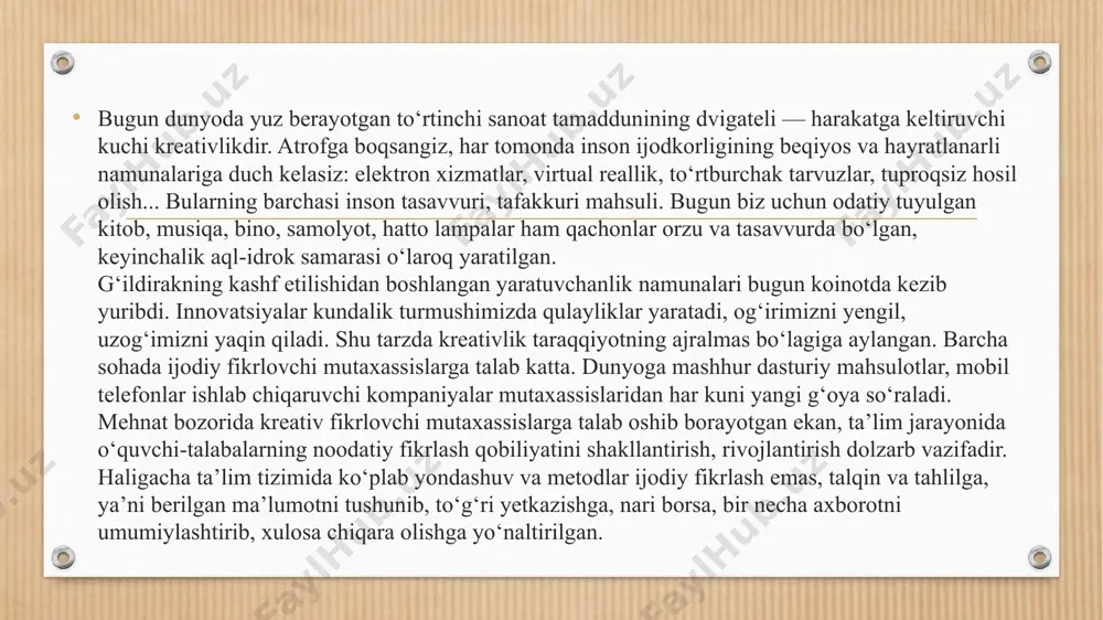 ma’lumotlardan foydalanishni yoki turli muammolarni hal qilish uchun boshqa manbalarni izlashni o’z ichiga oladi. agar siz bolalarni tanqidiy fikrlash ko’nikmalariga o’rgatish yoki bolalar uchun tanqidiy fikrlashni rivojlantirish usullarini izlayotgan bo’lsangiz, quyidagi maslahatlar yordam berishi mumkin. 1. jumboqlarni topish oddiy ko’rinishi mumkin, ammo jumboqlarni so’rash nafaqat qiziqarli mashg’ulot, balki sizning farzandingiz uchun juda katta muammolarni hal qilishdir. ushbu harakat bolangizga ham ma’lumotlarni tahlil qilishga yordam beradi. 2. gazeta o’qish farzandingizni muntazam ravishda gazeta o’qishga rag’batlantirish nafaqat uni dunyoni yaxshi bilishga yordam beradi, balki uning ongini ishga solishning ajoyib usuli hisoblanadi. siz unga bir nechta maqolani o’qib chiqishni va undan nimani tushungan yoki nimani o’zlashtirganligini so’rashingiz mumkin. 3. kitoblar o’qish siz bolangizni kitob o’qishga undashingiz mumkin, chunki bu sizning bolangiz turli vaziyatlarni tahlil qilishning ajoyib usuli sanaladi. kitobni o’rganib chiqqandan so’ng, undan siz kitobni qisqacha bayon etishini so’rashingiz mumkin. siz undan kitobdagi turli xil belgilar va vaziyatlar haqida so’rash orqali bu ko’nikmani …