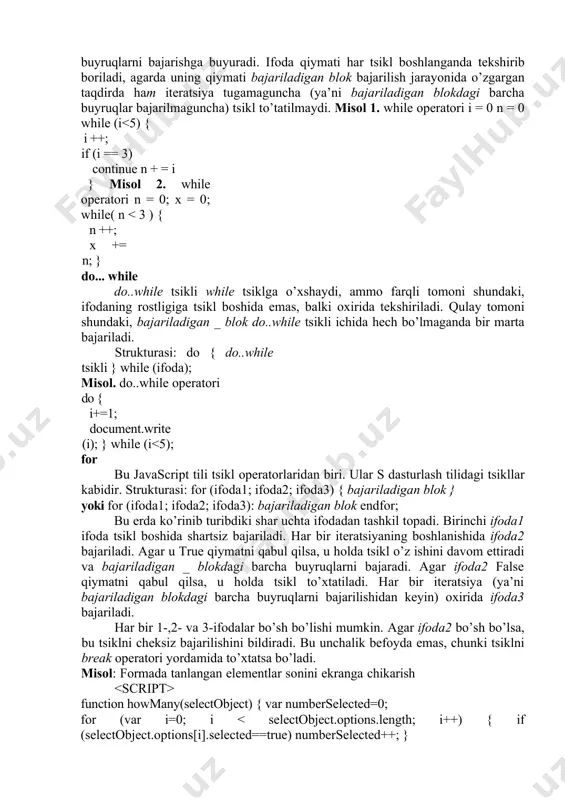 javascript dаsturlаridа jаrаyonlаrni bоshqаrish elеmеntlаri - Page 5