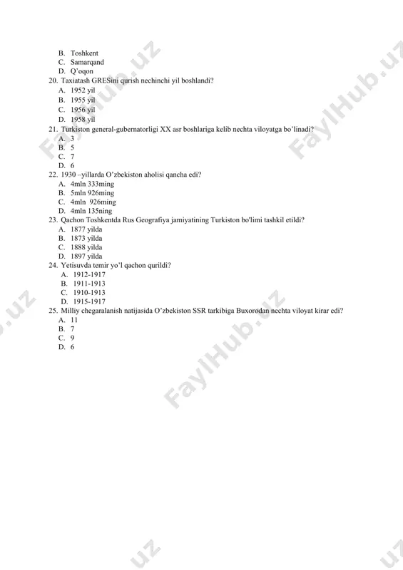 tarixiy geografiya test savollari (3-variant) - Page 3