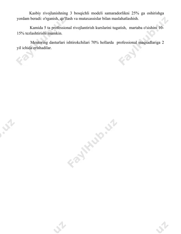 hi muhim omil hisoblanadi. 2. tanlangan kasb shaxsning qobiliyatlari, qiziqishlari va maqsadlariga mos kelishi kerak. 3. kasb tanlashda ta'lim darajasi va bozor talabini hisobga olish zarur. 4
