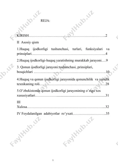 qonun ijodkorligi va qonunchilik — DOCX