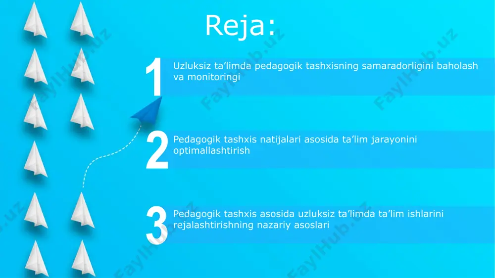 mo'ljallangan ona tili darsliklarini tanlashda, lug'at boyligini oshirishga qaratilgan 10 ta yangi so'z bilan boyitilgan 15 ta hikoya va she'rlar to'plamini o'z ichiga olgan resurslarni tanlash tavsiya etiladi. ta’lim rejasini tuzishda diagnostika natijalaridan foydalanish pedagogik diagnostika natijalariga ko‘ra, 20% o‘quvchilarning geometriya fanidan zaifligi aniqlangach, toshkent shahridagi maktabda geometriya bo‘yicha qo‘shimcha mashg’ulotlar rejalashtirildi. ta’lim rejasini tuzishda diagnostika natijalari, masalan, 50 nafar o‘quvchining samarqanddagi test natijalari asosida o‘quv dasturiga 3 ta qo‘shimcha mavzu kiritishga yordam beradi. ta’lim jarayonini diagnostika qilish usullari start farg'ona viloyatining 7 ta qishloq maktablarida o'quvchilarning bilim darajalarini aniqlash uchun individual intervyular, amaliy topshiriqlar va portfellarni baholash usullari qo'llanilib, 150 ta natija to'planadi. pedagogik diagnostika doirasida, toshkentdagi 20 ta maktabda o'tkazilgan sinov natijalari 3 ta asosiy ko'nikmalar: o'qish, yozish va hisoblash bo'yicha taqsimlanib, kamchiliklar aniqlanadi. davomiy ta’limning natijalarini umumlashtirish davomiy ta’limning samarqand viloyatidagi 3 ta turli kollejida o‘tkazilgan 2022-yilgi monitoring natijalari shuni ko‘rsatdiki, 75% talaba amaliy ko‘nikmalarni mukammal egallagan. …