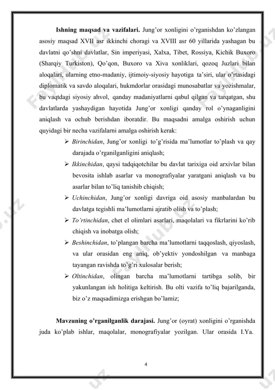 di. no’yon doda- dorjim chu daryosiga tomon haratlandi. sevan-rabdanning o’zi ilidan kechib o’tib yettisuvga qarab yurdi. umumiy yurishni sevan-rabdanning akasi shona- daba amalga oshirdi8 ”. bu yuqorida keltirilgan parchada quyidagi noaniqliklarga yo’l qo’yilgan: 1723 yilga jungor qo’shinlarining yurishiga boshchlik qilgan shon-daba sevan- rabdanning akasi emas balki kichik o’gli edi; 3-chi qismni boshqargan sevan- rabdanning nevarasi amursan bu vaqtda endigina 1 yoshga to’lgan edi; 4-chi va 3 история джунгарского ханства. м.: наука,1983 4 джунгарское ханство и казахи (xvii-xviii вв.). алма-ата: гылым,1991 5 казахско-джунгарские взаимоотношения в xvii-xviii веках (некоторые историографические аспекты проблемы). алматы: дайк-пресс, 2005. 6 международные отношения в центральной азии в xvii-первой половине xix в. м.: наука, 1979. 7 черненко вадим. арынгазин ризат г. павлодар (казахстан), имена в истории казахстана:правители джунгарского ханства в 17-18 веках. "центральноазиатский исторический сервер". 8 черненко вадим. арынгазин ризат г. павлодар (казахстан), имена в истории казахстана:правители джунгарского ханства в 17-18 веках. "центральноазиатский исторический сервер". см.такжеистория казахстана (с …