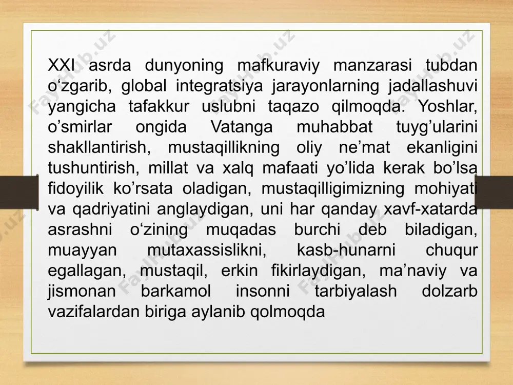 i o'qib, ilm hosil qiladigan paytlarida vaqtlarini bekorchi o'yinlarga, ijtimoiy tarmoqlarda mutlaqo notanish shaxslar bilan qimmatli vaqtini tanishishga sarflayotgani tashvishli holat chunki internet va kompyuter o'yinlari asriga aylangan o'smirlar hayotdan, ilm olish, kasb o'rganishdan va ma'naviy qadriyatlardan tamoman uzilib, butunlay manqurtlashib boradi hozir kompyuter o'yinlari orqali o'smir yoshlarga salbiy ta'sir qilib, ular ongiga o'z buzg'unchi g'oyalarini singdirish yoki ularni to'g'ri yo'ldan ozdirishga urinadigan yashirin kuchlar juda ko'p kompyuter o'yinlariga mukkasidan ketgan o'smirlar o'zlari bilmagan holda yashirin kuchlarning qo'g'irchog'iga aylanadi. kompyuterga mute bo'lgan yoshlarning fikri-xayoli, butun vaqti, hatto uyqusi ham bemani o'yinlar bilan band bo'ladi. oxir-oqibat bunday manqurt yoshlar tengdoshlari, yaqinlari va hatto ota-onasiga ham qo'l ko'tarishgacha agar mubolag'a bo'lmasa qurol o'qtalishgacha borib yetadi bu esa jamiyatda ilimsizlik, johillikning tomir yoyishiga alal oqibat yurt parokanda bo'lishiga olib keladi. kompyiter o'yinlari - bu odamning ko'ngil ochishi, bo'sh vaqtlarini o'tkazish uchun mo'ljallangan dasturlar kompyuter o'yinlarini o'ynab, odamlar dam olishadi, virtual dunyoga bosh urishadi. …