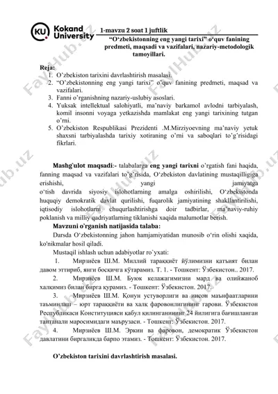 o‘zbekistonning eng yangi tarixi — DOC
