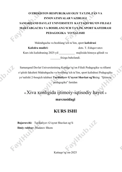 xiva xonligida ijtimoiy-iqtisodiy hayot — DOCX