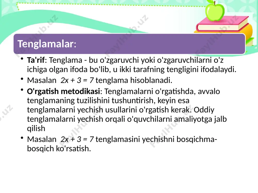 algebra element o’rgatish metodikasi - Page 5