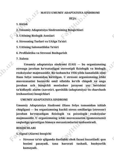 umumiy adaptatsiya sindromi — DOCX