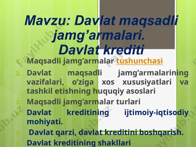 davlat maqsadli jamg’armalari — PPTX