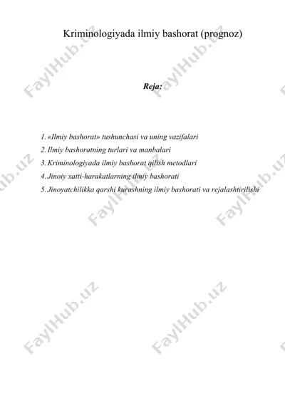 kriminologiyada ilmiy bashorat (prognoz) — DOC