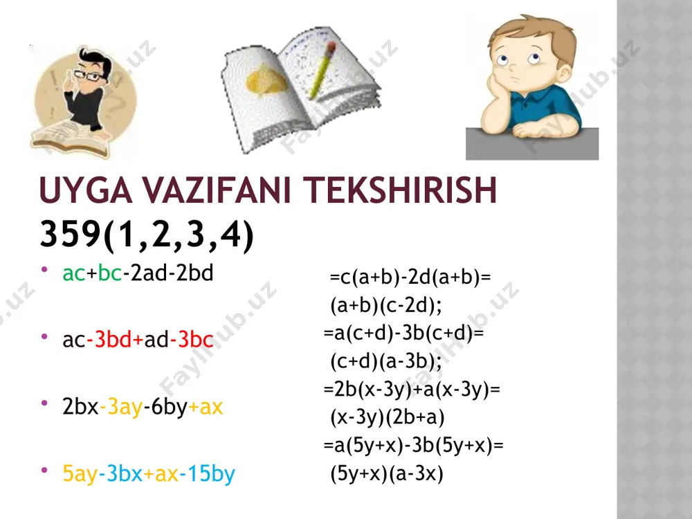 ko’phadni ko’paytuvchilarga ajratishning gurushlash usuliga doir misollar yechish - Page 5