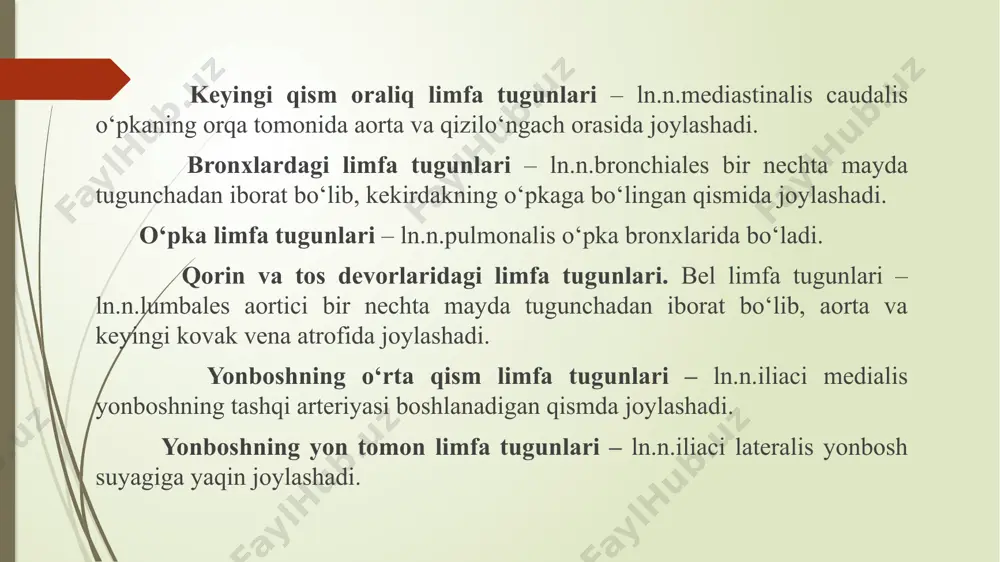 ri va muskullariga boradi. kichik boldir nervi – n.peroneus s. fibularis – bu nerv o‘z navbatida kichik boldirni yuza va chuqur nervlari – n.peroneus superficialis et profundus ga tarmoqlanadi, nervlar keyingi oyoqning boldir, tovon, kaft va barmoq sohalarini nervlar bilan ta'minlaydi. 1 ko‘krakning old tomon nervi – n.pectoralis craniali ser . 7 – 8 ko‘krak muskullarigako‘krakning orqa tomon nervi – n.pectoralis caudalisa. ko‘krakning uzun n. – n. thoracalis longus. b. ko‘krakning yuqori n. – n. thoracalis dorsalis. v. ko‘krakning yon tomon n.– n.thoracalis lateralis.g. ko‘krakning pastki n. – n.thoracalis ventralis.ser. 7 – 8 pastki tishsimon muskul yelkaning keng muskuli ko‘krakning yon tomon terisigako‘krak guruhi muskullariga3 kurakning old tomon n. – n.suprascapularisser. 6 – 7 kurak oldi muskullariga4 kurak osti n. – n.supscapularis ser. 6 – 7 – 8 kurak osti muskullariga 5 qultiq nervi – n.axillaris ser. 7 – 8 yelka bugimi fleksorlariga va terisiga suyak – muskul tizimi. quyon …