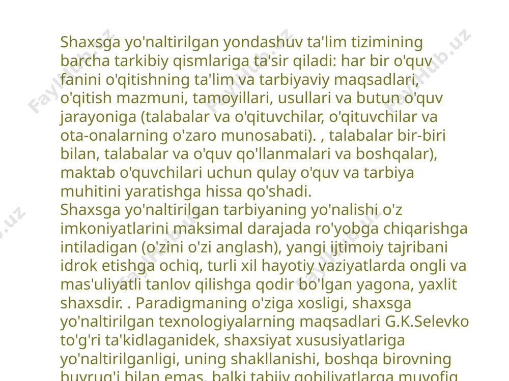 p narsaga ulgurishi mumkin va mustaqil ta’lim orqali fanni yaxshi o’zlashtirishi mumkin modify(modifikatsiya) masofaviy ta’limda talaba 80 minut vaqtini faqat ma’ruzaga sarflamay mustaqil ravishda o’zi harakati bilan mavzuni o’zlashtirib o’z bilimini yaxshilashi mumkin put to other uses(boshqa sohalarda qo’llash) masofaviy ta’limda ishlab turib ham yoki yashash joyidan uzoqda bo’lishiga qaramasdan darsni o’zlashtirish mumkin eliminate(qisqartirish) yo’l sarfi bo’lmaydi ya’ni o’qishga borib kelish uchun vaqt ketmaydi, iqtisodiy taraflama ham yo’qotishlar bo’lmaydi. reverse(tartibini o’zgartirish) talaba o’z hohishiga ko’ra an’anviy ta’limni hohlasa yoki boshqa sabablari bosa an’anviy ta’limda o’qisa bo’ladi. kreativlik tushunchasi. kreativlik va ijodkorlik. “hayotimizda, ilm-fanimiz va sanʻatimizda har qanday yuksak va chiroyli narsa aqlimiz tomonidan tasavvurning yordami bilan yaratilgan va aqlning yordami bilan juda hayoliydir. kopernik ham, nyuton ham fantaziya yordamisiz foydalanadigan ilmdagi bu muhimlikka erisha olmasligini ishonch bilan aytish mumkin” n.i.pirogov kreativlik muammolarni hal qilishda, boshqalar bilan muloqotda va boshqalarda foydali boʻlishi mumkin boʻlgan gʻoyalar, alternativalar yoki imkoniyatlarni yaratuvchi tendensiya sifatida …