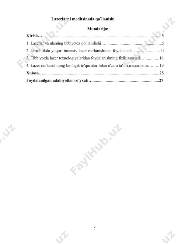 dan yorug'lik kvantlarining muvofiqlashtirilgan, kooperativ ravishda chiqarilishi natijasida yuzaga keladi. lazerning ishlash printsipini tushunish uchun yorug'lik kvant atomlari tomonidan so'rilish va emissiya jarayonlarini batafsil o'rganish kerak. atomi e 1, e 2 energiyalari bilan har xil energiya holatida bo'lishi mumkin va hokazo. boh nazariyasida bu holatlar barqaror deyiladi. aslida, tashqi buzilishlar bo'lmaganda atom cheksiz uzoq davom etadigan barqaror holat bu faqat eng kam energiya sarflaydigan holatdir. bu holat asosiy deb nomlanadi. boshqa barcha davlatlar beqaror. hayajonlangan atom 10 - 8 s tartibda bu holatlarda juda qisqa vaqt turishi mumkin, shundan so'ng u o'z-o'zidan quyi holatlardan biriga o'tib, kvant nurini chiqaradi, uning chastotasini bohning ikkinchi postulatidan aniqlash mumkin. atomning bir holatdan ikkinchisiga o'z-o'zidan o'tishi paytida chiqadigan nurlanish o'z-o'zidan deyiladi. ba'zi energiya sathlarida atom ancha uzoq vaqt turishi mumkin, 10 - 3 s. bunday darajalar metastabil deb ataladi. kurs ishining dolzarbligi: 1969 yil birinchi impulsli bo'yoq lazerining rivojlanish yili bo'lgan va 1975 yilda …