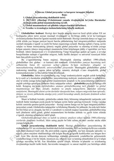 global jarayonlar va barqaror taraqqiot falsafasi — DOCX