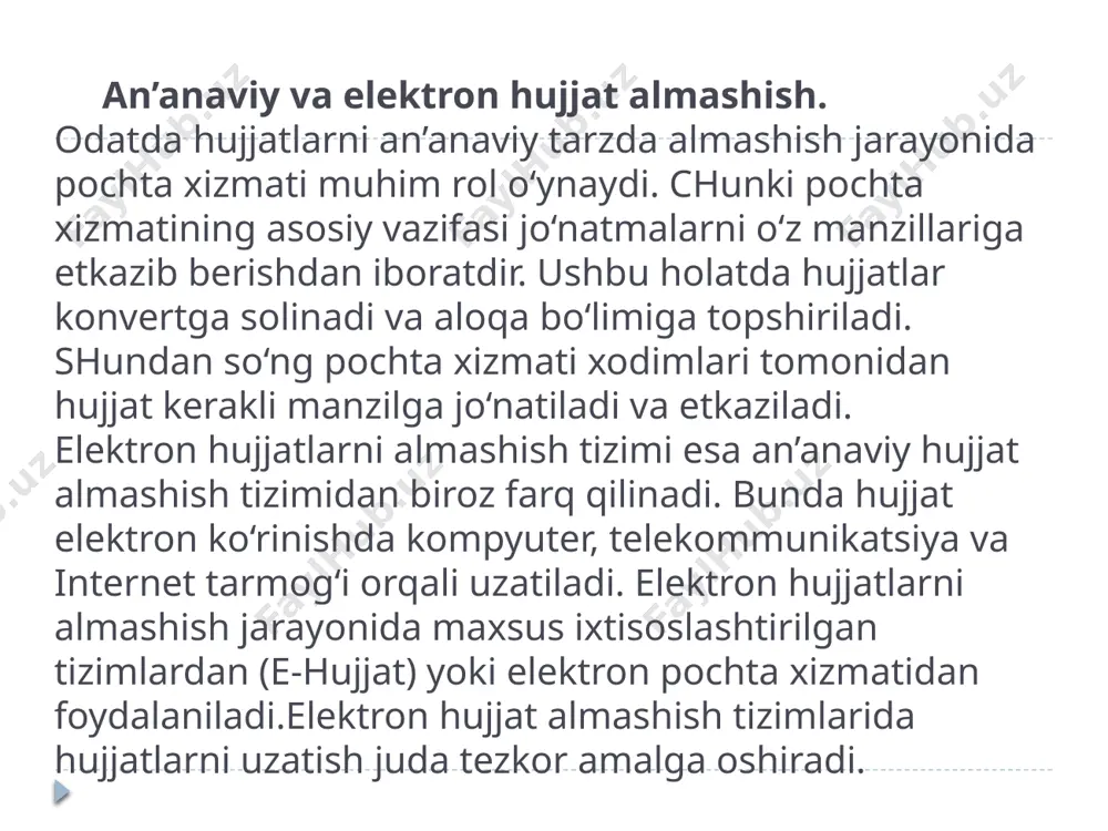 shqaruvida axborot-kommunikatsiya texnologiyalari.umumiy tushunchalar.jahon tajribasi. o‘zbekistonda joriy etish istiqbollari» ma’lumotlariga tayansak, elektron hukumatni amalda qo‘llash bo‘yicha mamlakatlar orasida aqsh birinchi o‘rinda 68,3% miqdorda elektron hukumat joriy etilgan. o‘zbekistonda ham bu jarayon oxirgi besh yillikda 2–3 barobarga ortganini ko‘ramiz. respublikamizda elektron hujjat aylanish tizimi va uni joriy etishda aloqa va axborotlashtirish sohasi mutaxassislari tomonidan yaratilayotgan ixtiro hamda ratsionalizatorlik takliflarining o‘rni beqiyos. ana shunday istiqbolli yangiliklardan biri — fan-texnika va marketing tadqiqotlari markazi tomonidan yaratilgan «kriptografik kommunikatsiya, autentifikatsiya va maxfiy kalitlar generatsiyasining diaekspotensial tizimini yaratish usuli» ixtrosidir o‘zbekiston respublikasining milliy kriptografik algoritmlarini yaratish, ularni takomillashtirish va axborotni kriptografik muhofazalashning milliy dasturiy va apparat-dasturiy vositalarini ishlab chiqish o‘zbekiston respublikasi prezidentining 2007-yil 3-apreldagi «o‘zbekiston respublikasida axborotning kriptografik muhofazasini tashkil etishga oid chora-tadbirlar to‘g‘risidagi» 614-sonli qarorida birinchi galdagi vazifa qilib qo‘yilganligini hisobga olsak, mazkur ixtiro bu qarorning bajarilishini ta’minlashda muhim ahamiyatga egadir. xorij tajribasini tadqiq etish va o‘rganish rivojlanishning yangi yo‘nalishlarini ochib beradi. bugungi kunda …