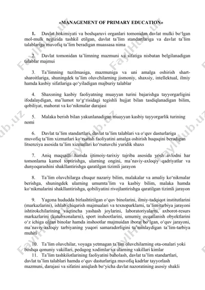 management of primary education — DOCX