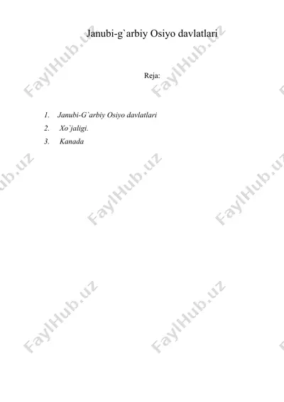 janubi-g`arbiy osiyo davlatlari — DOC