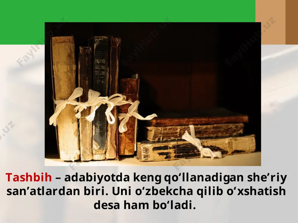 ladin dur qil, suv beribon bog‘ni ma’mur qil, – baytida to‘rtta kinoya tashbih bor: bo‘ri – bo‘ridek talovchilar, gala – gala singari хalq, suv – suvdek (zarur) adolat, bog‘– bog‘ga o‘хshash mamlakat tashbihlarining ishoralaridir. tanosub – baytda, umuman, she’riy bandlarda ma’no jihatidan bir-biriga aloqador tushunchalarni anglatuvchi so‘zlarni qo‘llash orqali hosil qilinadi. irsoli masal – «maqol keltirish» ma’nosini bildirib, badiiy asarda fi kr isboti uchun хalq maqollaridan foydalanish san’atidir. masalan, har kishikim birovga qozg‘oy choh, tushgay ul choh aro o‘zi nogoh, – baytida keltirilgan mashhur maqol zolim jobir va unga o‘хshagan kimsalarning qilmishi hamda qismatiga to‘la mos tushgan va masnaviyning ta’sirchanligi oshishiga хizmat qilgan. image2.jpg image3.jpeg image4.jpeg image5.jpeg image6.jpeg image7.jpeg image8.jpeg image9.jpeg image10.jpeg image11.jpeg image12.jpeg image13.png image14.jpeg image1.jpg