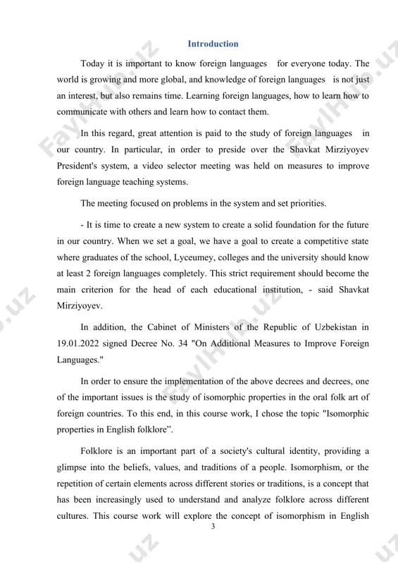 of certain plot structures, such as the hero's journey, can tell us about the importance of bravery and courage in english society. similarly, the use of animal symbolism in english fairy tales can provide insight into the role of nature and the environment in english culture. in this course work, we will begin by defining isomorphism in folklore and discussing its significance for the study of english folklore. we will then explore the isomorphic features that are commonly found in english folklore, such as characters, themes, plot structures, and symbolism. we will examine specific examples of isomorphic features in english folklore, such as the hero's journey in beowulf and other epic poems, the use of animal symbolism in english fairy tales, and the role of the supernatural in english ghost stories. ultimately, this course work aims to contribute to our understanding of the cultural identity of english folklore and the …