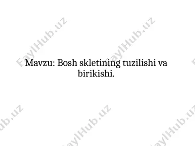 bosh skeletining tuzilishi va birikishi — PPTX