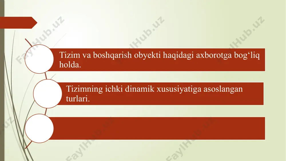 siy teskari bog‘lanishi mavjud bo‘lgan abtlarga aytiladi. ko‘p konturli tizimlar deb tarkibida faqat bitta asosiy teskari bog‘lanishdan tashqari mahalliy teskari bog‘lanishlari ham mavjud bo‘lgan abtlarga aytiladi. tarkibida bitta boshqaruvchi va bitta boshqariluvchi kattalikka ega bo‘lgan abtlarga bir o‘lchamli tizimlar deyiladi. yoki boshqacha qilib aytganda, bitta kirish va bitta chiqish parametriga ega bo‘lgan abtlarga bir o‘lchamli tizimlar deyiladi. e’tiboringiz uchun rahmat image1.png image2.png image3.png image4.png image5.png image6.png image7.png /docprops/thumbnail.jpeg