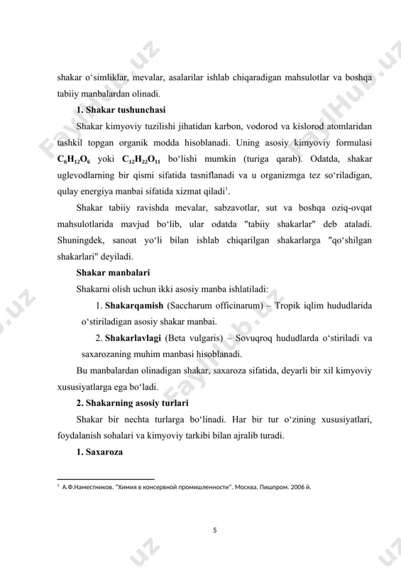 at mahsulotlarini shirin qilish bilan birga, energiya manbai sifatida ham ahamiyatlidir. ammo shakarning ortiqcha iste’moli sog‘liqqa zarar keltirishi mumkinligi sababli, uning miqdorini nazorat qilish muhimdir. monosaxaridlar (yunoncha monos-bitta, saxar-shakar), oddiy shakar deb ham ataladi, shakarning eng oddiy shakli va barcha uglevodlar hosil boʻlgan eng asosiy birligi (monomerlar) ular odatda rangsiz, suvda eriydigan kristall qattiq moddalardir. ularning nomidan farqli oʻlaroq, faqat baʼzi monosaxaridlar shirin taʼmga ega. monosaxaridlar cnh2non formulasiga ega. monosaxaridlarga glyukoza, fruktoza va galaktozalar kiradi. monosaxaridlar, disaxaridlar (masalan, saxaroza va laktoza) va polisaxaridlarning (sellyuloza va kraxmal) asosi hisoblanadi. xalq tilida ishlatiladigan shakarining oʻzi ikki monosaxarid d-glyukoza va d-fruktozaning har birining bir molekulasini oʻz ichiga olgan disaxarid, saxaroza hisoblanadi[2]. gidroksil guruhini qoʻllab-quvvatlaydigan har bir uglerod atomi bir xil kimyoviy formulaga ega boʻlib, bir qancha izomerik shakllarni keltirib chiqaradi. masalan, galaktoza va glyukoza ikkalasi ham aldogeksozalardir, ammo ular turli xil fizik tuzilmalarga va kimyoviy xususiyatlarga ega. monosaxarid glyukoza metabolizmda hal qiluvchi rol …