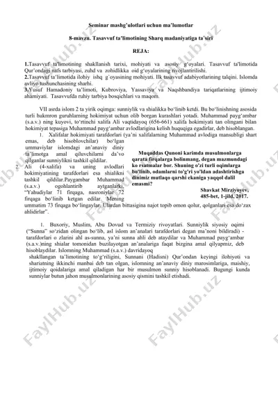 tasavvuf taʼlimotining sharq madaniyatiga ta`sisiri — DOCX