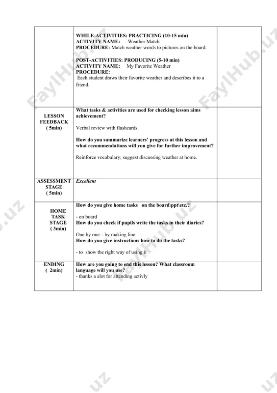 n) how are you going to end this lesson? what classroom language will you use? - thanks a alot for attending activly