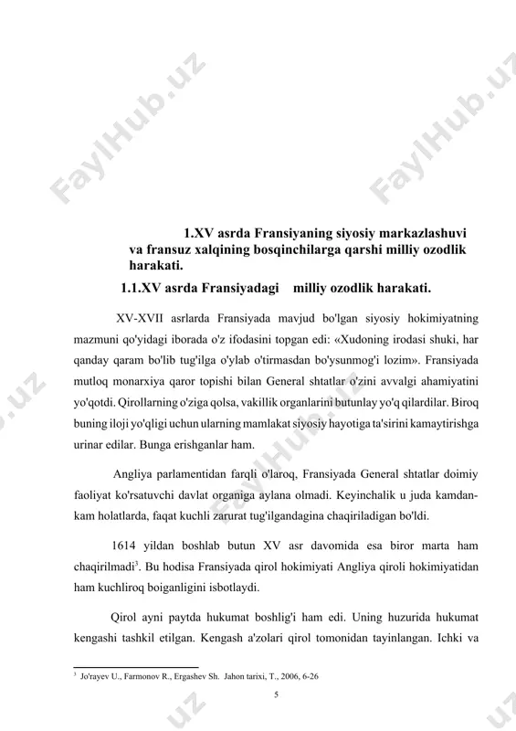 asrlar tarixi. t. 1973, 6-554] katolik cherkovi protestantlikning tarqalishini dushmanlik bilan qarshi oldi. 1562 yilda qirolning qarindoshi, katoliklar rahnamosi gersog giz o'zining ko'p sonli qo'riqchilari bilan vassida potestant gimnini ijro etayotgan protestantlariga hujum qildi. oqibatda 20 dan ortiq protestantlar o'ldirildi,100 dan ortig'i esa yarador qilindi. bu voqiya fransiyada 32 yil davom etgan diniy urushlarning boshlanishga turtki bo'ldi[footnoteref:6]. bu diniy urush mamlakat boshiga katta kulfat keltirdi. mamlakatda yovuzlik, jaholat kuchaydi. gugenotlarga juda katta talofat keltirildi. shunday bo'lsa-da gugenotlar qirolni yon berishga majbur etdilar. 1570-yilda tomonlar kelishuvga erishdilar. qirol yarashish ediktiga imzo chekdi . gugenotlarga katoliklar qatorida davlat mansablarini egallash huquqi, diniy marosimlarni to'siqsiz yetkazish erkinligi berildi. biroq bu erishilgan tinchlik uzoqqa chuzilmadi. chet davlatlarning aralashuvi vaziyatni yanada chigallashtirdi . urushning oldini olish uchun qirol karl ix gugenotlar yetakchisi genrixga o'z singlisi margaritani turmushga berishga qaror qildi. to'y marosimi 1572- yilning avgustiga belgilanadi. biroq katolik mutaassiblari shu voqiyadan foydalanib, gugenotlarning barcha rahbarlarini …