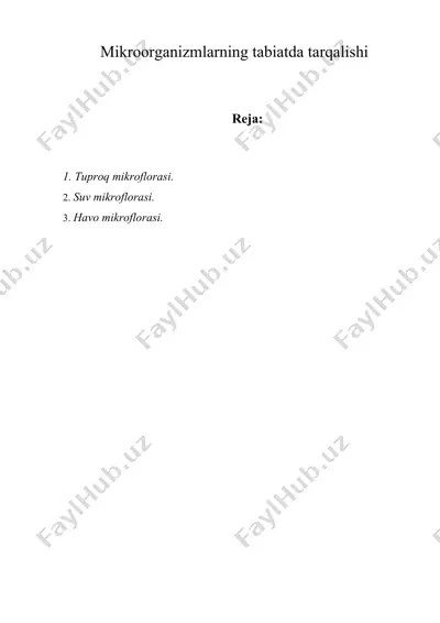 mikroorganizmlarning tabiatda tarqalishi — DOCX