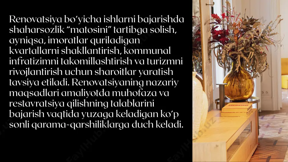 ko‘pgina buzilishlari mexanik omillar ta’siri, ayniqsa inshootlar poydevorlarining deformatsiyasi, bino yaqinidagi yer osti suvlarining sathi o‘zgarishi hamda yer jismlarining muvozanati buzilishi sababli ro‘y beradi. zarbalar va tebranishlar tosh taxlamlari konstruktiv qatlamlarining o‘zaro bog‘liqligini buzadi va boshqa omillar tomonidan qo‘zg‘atiladi. fizik, kimyoviy va mexanik omillarning zararli ta’siri materiallarning salbiy xususiyatlarini, ko‘pgina eski binolarga xos bo‘lgan kostruktiv nuqsonlarni kuchaytirishi va yemirilishni tezlashtirishi mumkin. shuningdek, eski imoratlarning buzilishiga foydalanish sharoitlari ham ta’sir ko‘rsatishi mumkin, chunki insonning ongli yoki ongsiz faoliyati natijasida binoning funksiyalari va vazifalari o‘zgaradi. boshqa omillar orasida barham berish uchun eng murakkab va qiyin bo‘lganlariga yong‘inlar, suv toshqinlari, ba’zan seysmik ta’sirlar va nihoyat urushlar kiradi. turli yemiruvchi omillar belgilari va oqibatlarining ta’sirini tahlil qilishda vaqtni va atrofmuhtning bevosita ta’sirini hisobga olmaslik mumkin emas. vaqt yuz yillar davomida hayot shakllarini va texnik talablarni shafqatsiz o‘zgartirib kelyapti. obidalarni qamrab turgan tabiiy sharoitlarning o‘zgarishi hudud va unda mavjud bo‘lgan tabiiy resurslar uzluksiz o‘zgarishga uchrab …